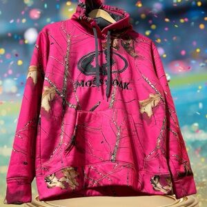 Mossy Oak Youth Pink Camouflage Performance Pullover Hoodie Youth L (12/14)